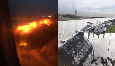 Singapore Airlines Engine & Wing Catches Fire