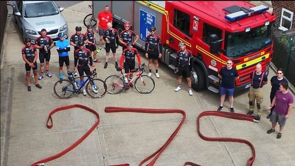 UK: Fire Crew Cycles 275 Miles To 32 Stations For Mental Health Charity
