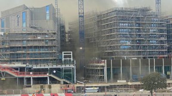 UK: Emergency Services Continue To Deal With A Large Fire In Durham City