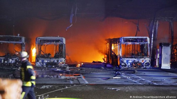 Germany: Large Fire At Stuttgart Bus Depot
