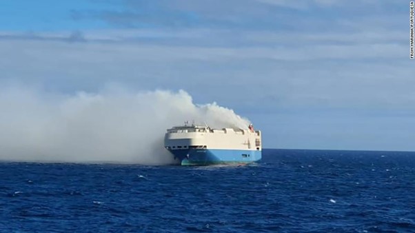A Cargo Ship Full Of Luxury Cars Is On Fire And Adrift In The Middle Of The Atlantic