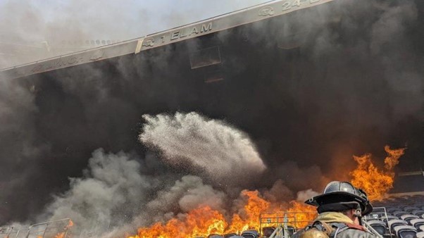 Broncos’ Mile High Stadium Catches Fire; Heavy Smoke And Flames Seen Inside Complex.