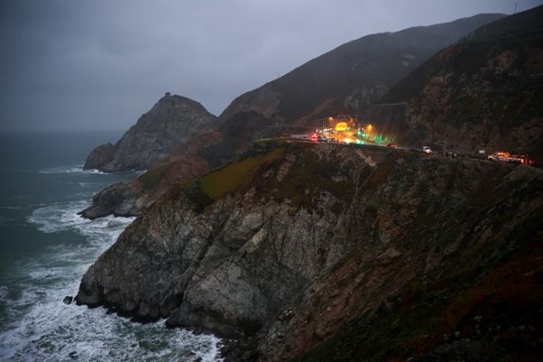 Tesla Plunges Over 250ft Cliff Leaving Four People Critically Injured