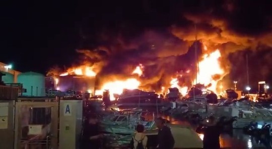 Huge Fire Rips Through Marbella Marina Destroying Luxury Boats