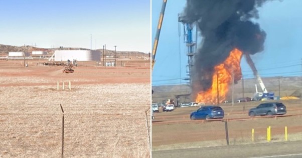 Three Injured After Explosion Sets Fuel Storage Facility On Fire