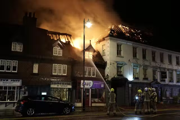 Fire Engulfs 400-year-old Angel Inn ‘housing Ukrainian Refugees’