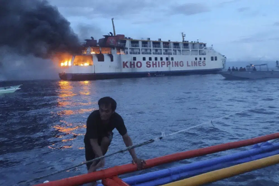 Philippine Ferry Catches Fire At Sea But All 120 Passengers Brought To Safety