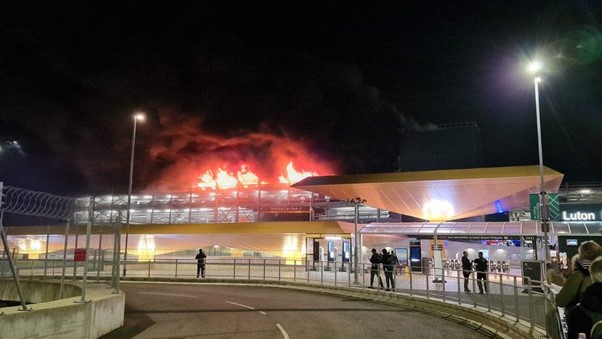 Fire Rips Through Car Park At Luton Airport